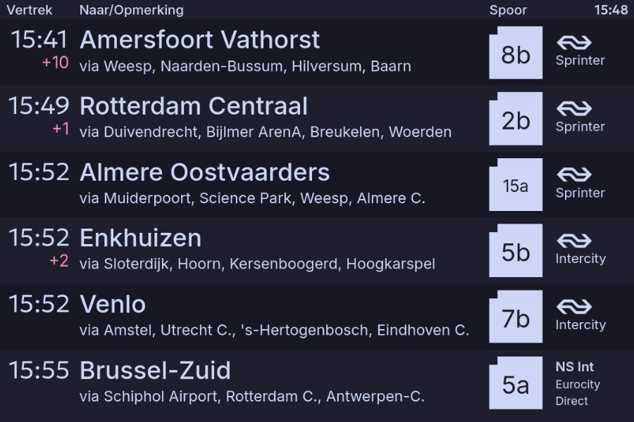 Picture of my project where I replicated NS Departure screens at Dutch stations